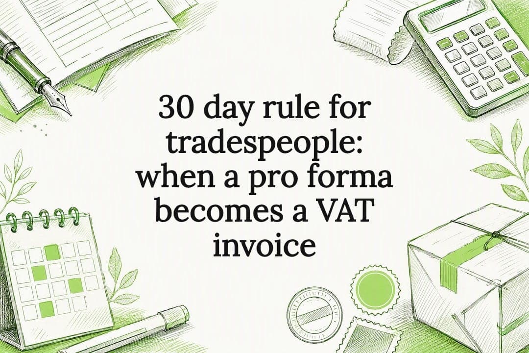 30 day rule for tradespeople: when a pro forma becomes a VAT invoice