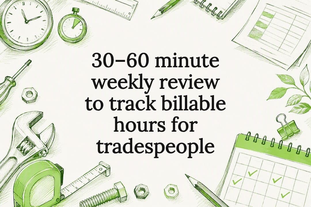 30–60 minute weekly review to track billable hours for tradespeople