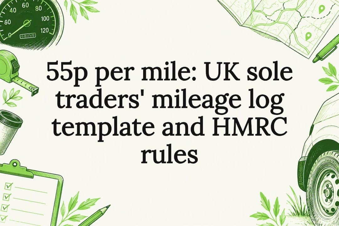 55p per mile: UK sole traders' mileage log template and HMRC rules
