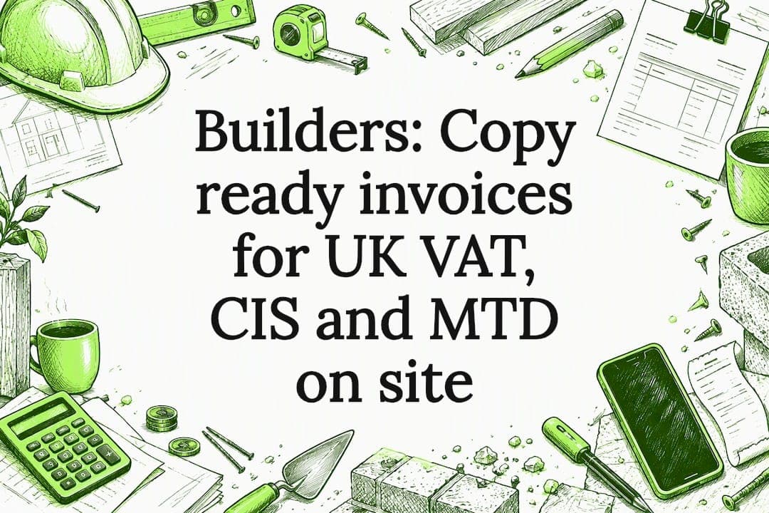 Builders: Copy ready invoices for UK VAT, CIS and MTD on site