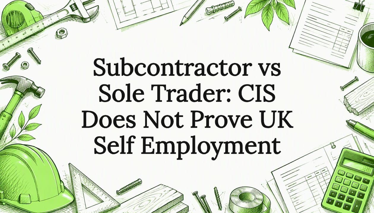 Subcontractor vs Sole Trader: CIS Does Not Prove UK Self Employment