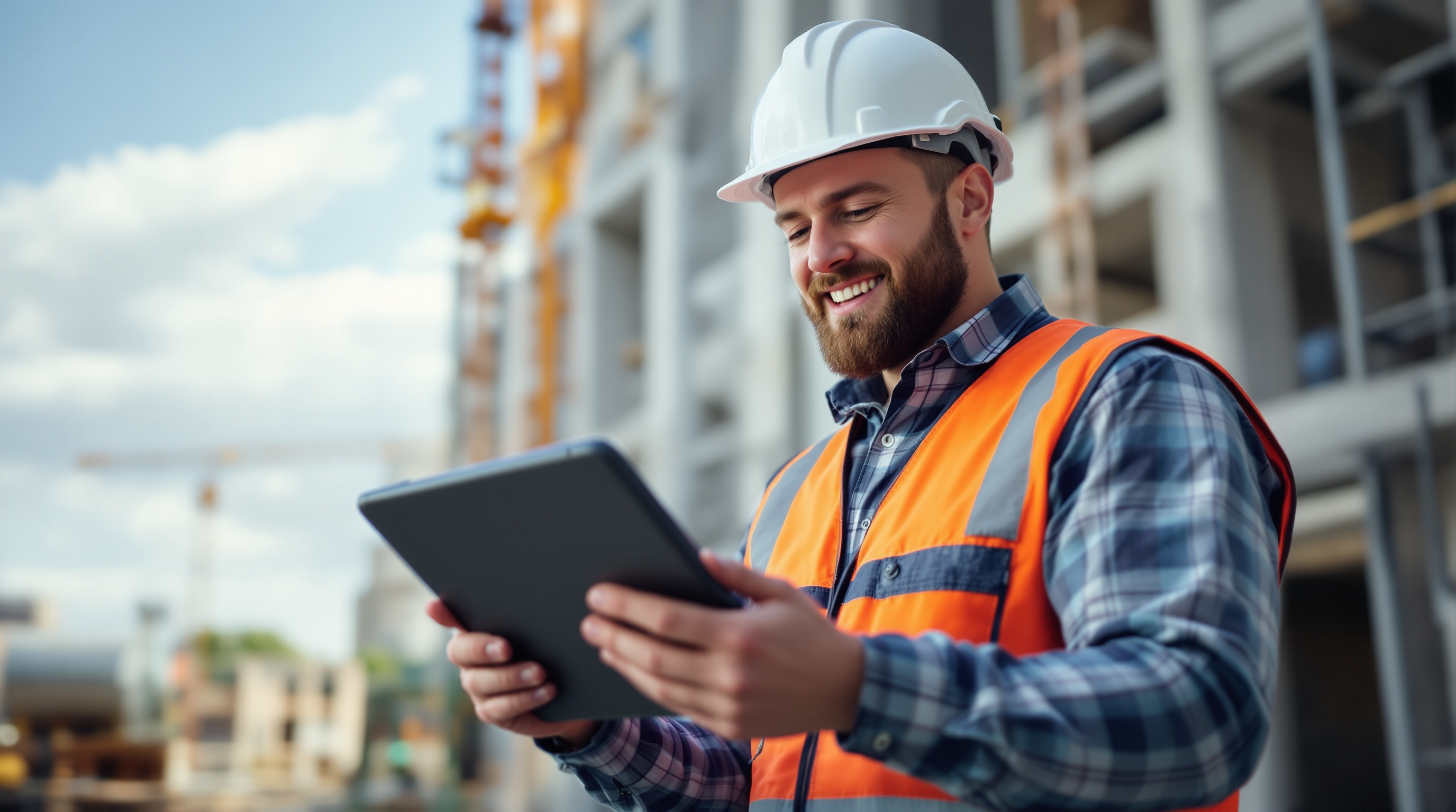 Professional tradesperson using TradeTally on tablet