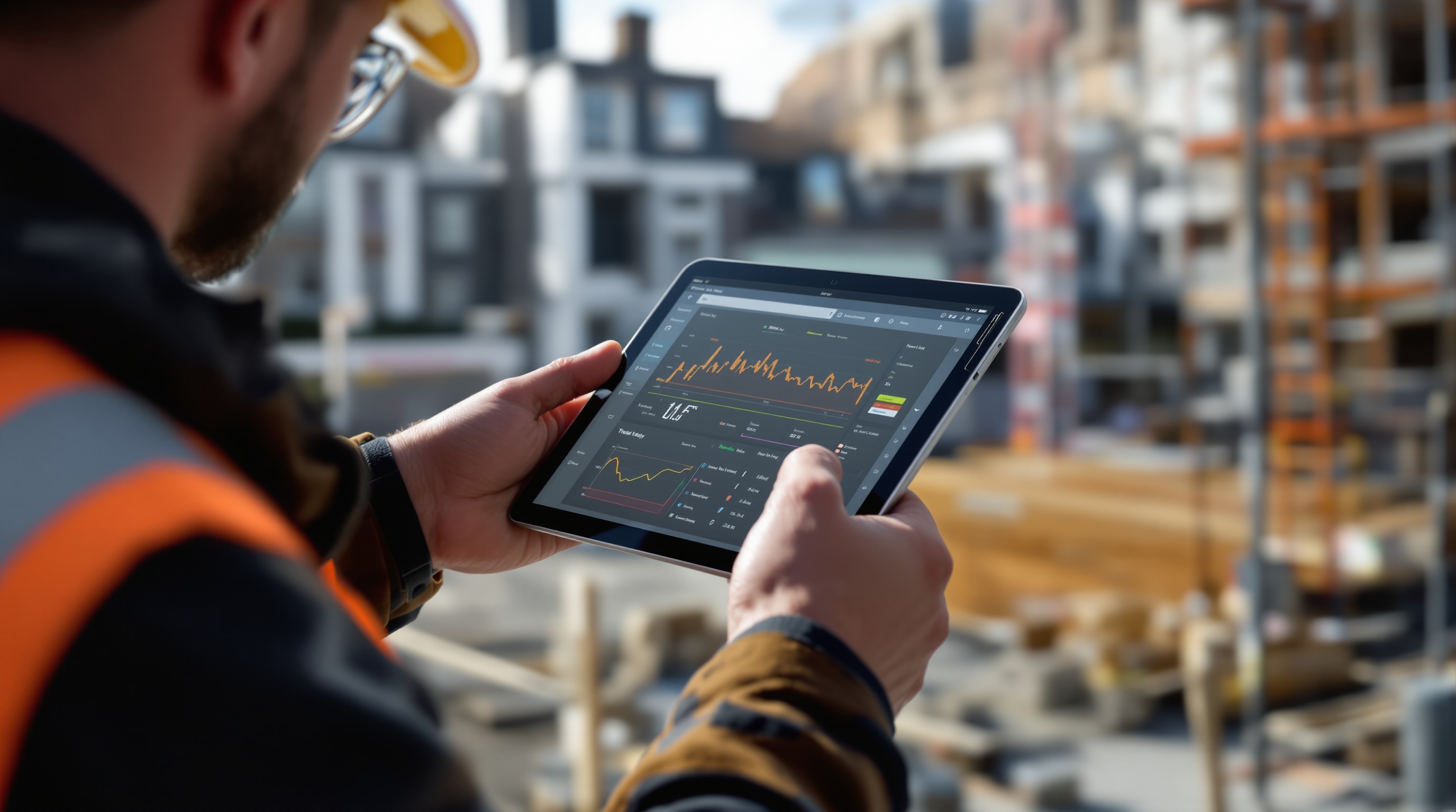 Reading tradesperson using TradeTally quote software to manage their trade business